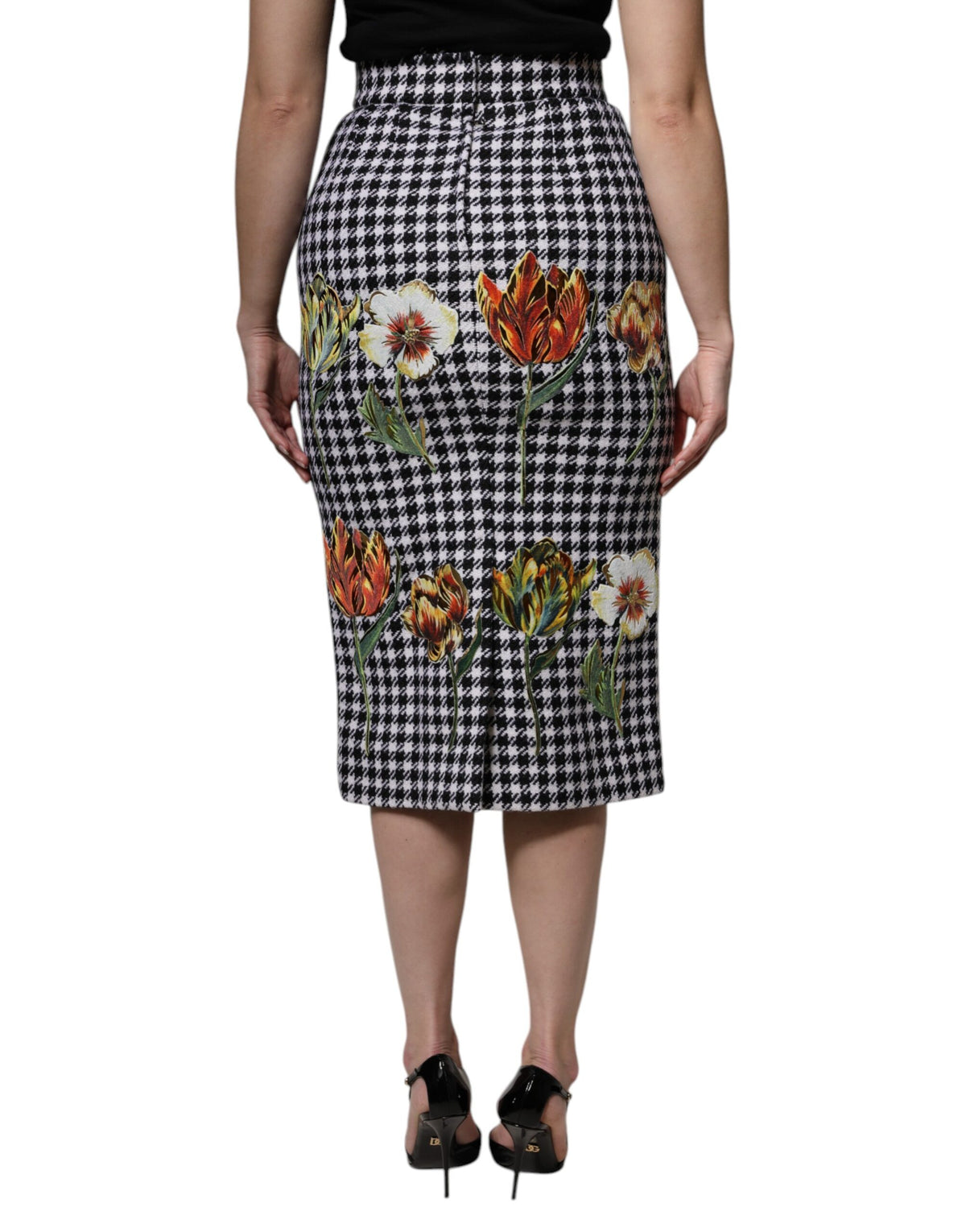 Dolce & Gabbana 9 To 5 Women's Pencil High Rise Virgin Wool Silk Nylon & Elastane Midi Skirt - Multicolor Floral Print