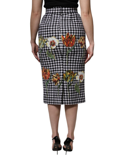 Dolce & Gabbana 9 To 5 Women's Pencil High Rise Virgin Wool Silk Nylon & Elastane Midi Skirt - Multicolor Floral Print