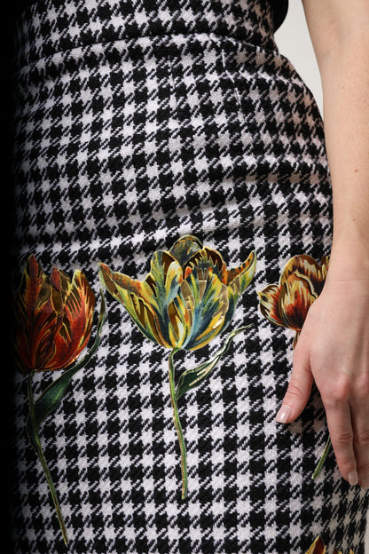 Dolce & Gabbana 9 To 5 Women's Pencil High Rise Virgin Wool Silk Nylon & Elastane Midi Skirt - Multicolor Floral Print