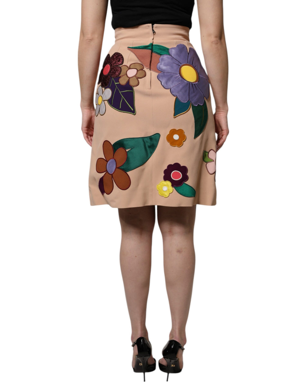 Dolce & Gabbana Women's Pencil High Rise Silk Viscose & Acetate Mini Skirt - Beige Floral