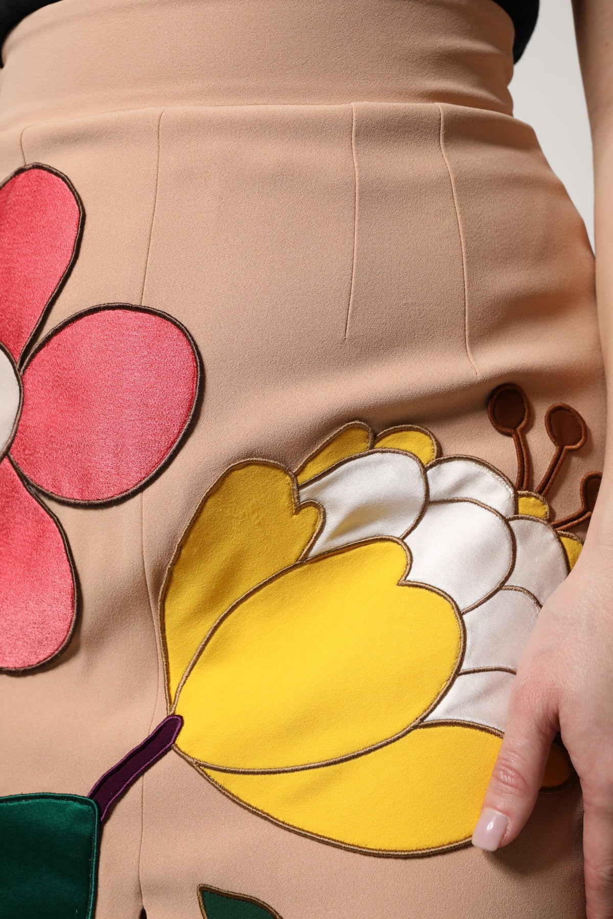 Dolce & Gabbana Women's Pencil High Rise Silk Viscose & Acetate Mini Skirt - Beige Floral