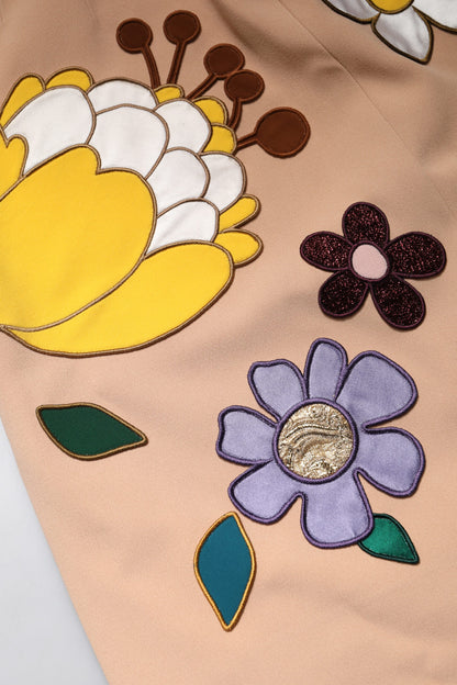 Dolce & Gabbana Women's Pencil High Rise Silk Viscose & Acetate Mini Skirt - Beige Floral