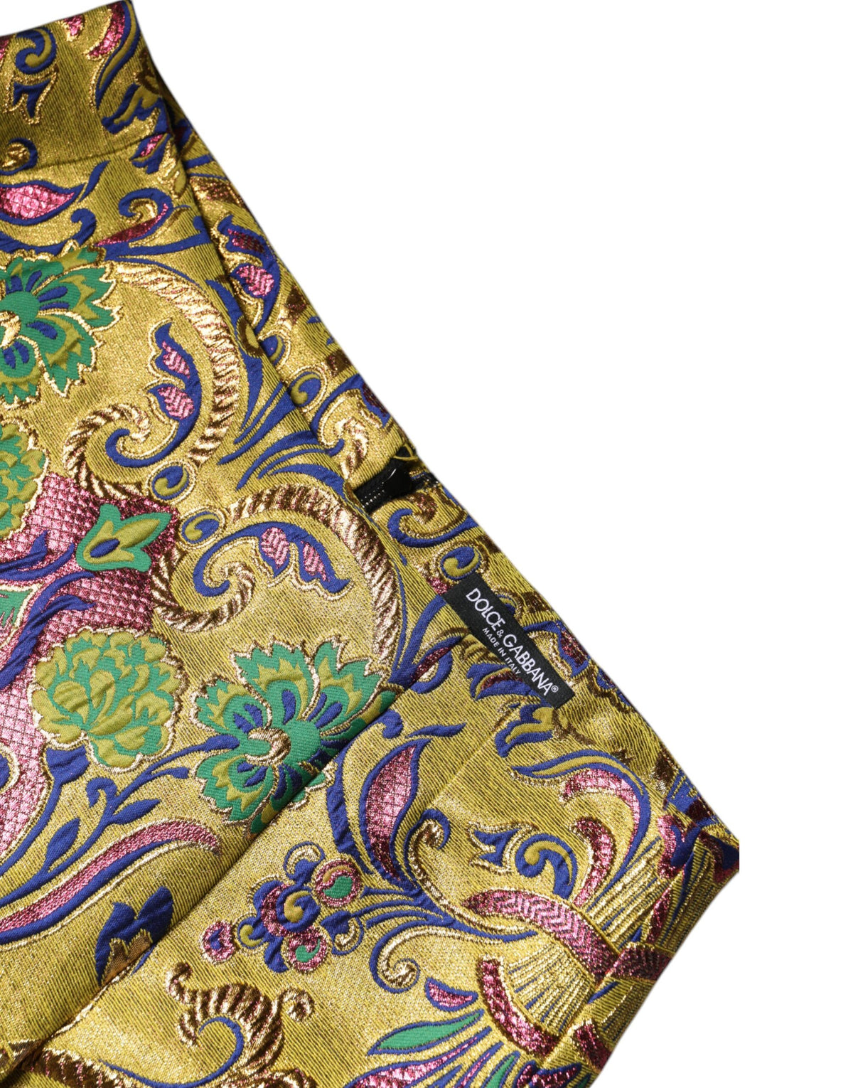 Dolce & Gabbana Women's Asymmetrical Mid Rise Cotton Polyester & Film Fiber Mini Skirt - Multicolor Floral Jacquard