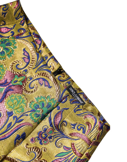 Dolce & Gabbana Women's Asymmetrical Mid Rise Cotton Polyester & Film Fiber Mini Skirt - Multicolor Floral Jacquard