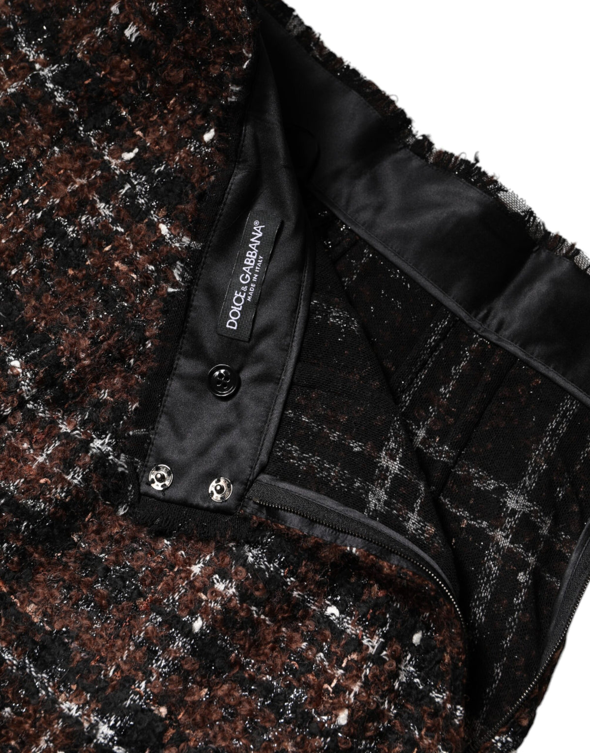 Dolce & Gabbana Women's Silk Cotton Tweed & Mohair Wool Shirt - Multicolor Tartan