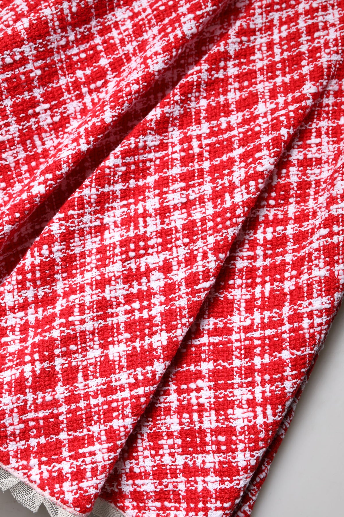 Dolce & Gabbana Women's A Line High Rise Polyester Cotton Nylon & Silk Knee Skirt - Red White