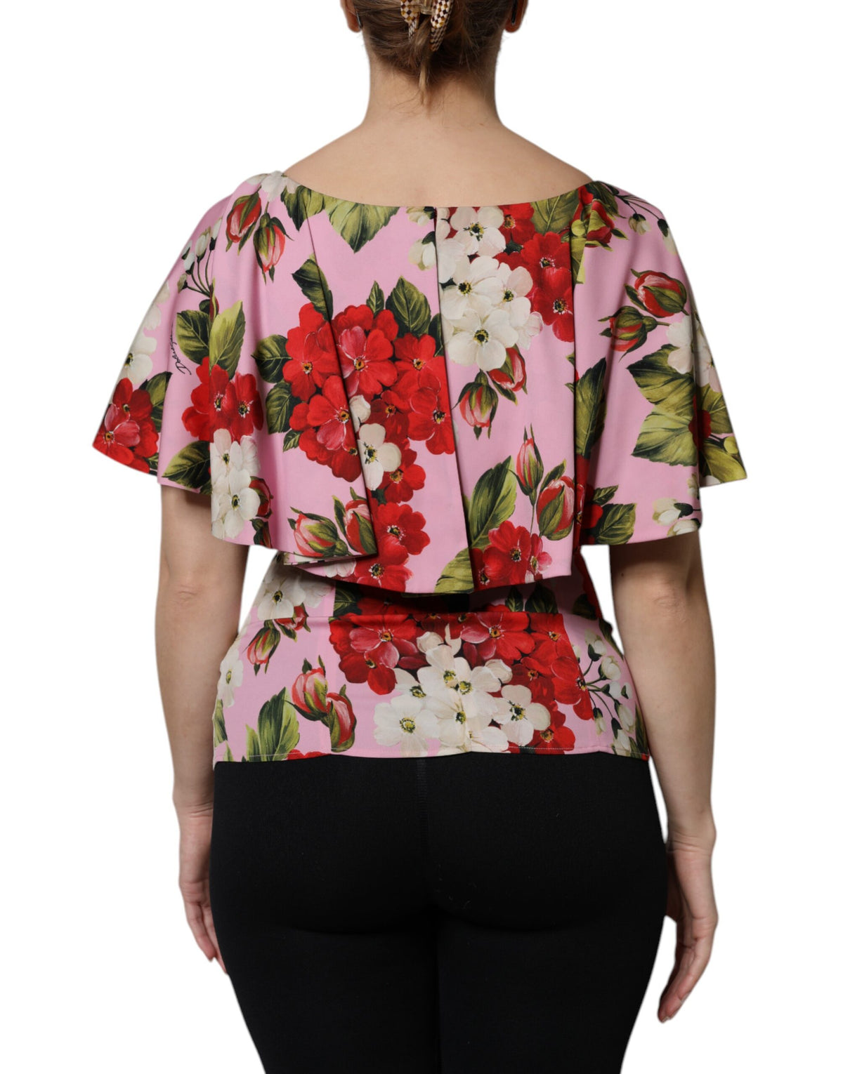 Dolce & Gabbana Women's Short-Sleeve Silk Blouse - Pink Floral Print