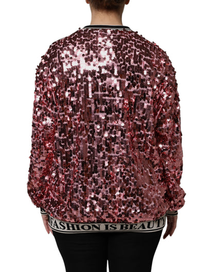 Dolce & Gabbana Pink DG Queen Sequin Pullover Sweater