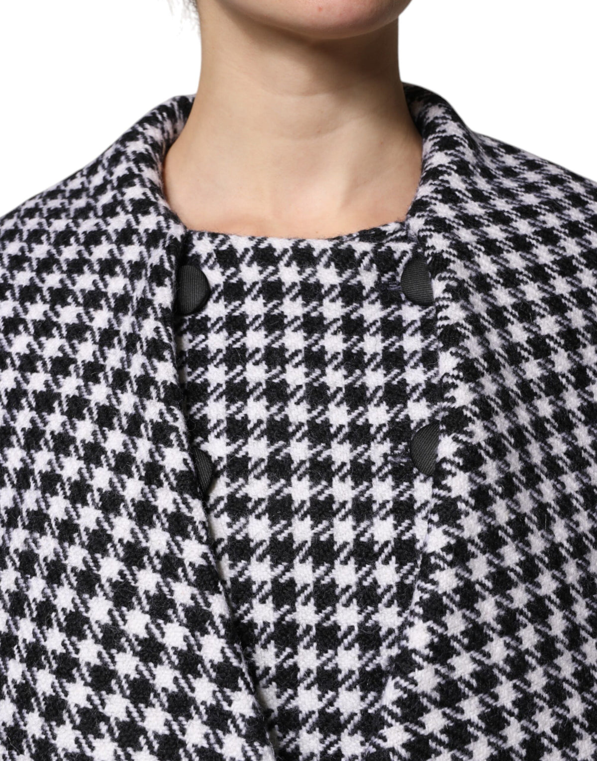 Dolce & Gabbana 9 To 5 Women's Virgin Wool Silk & Elastane Cape - Black White Patterned Floral