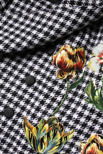 Dolce & Gabbana 9 To 5 Women's Virgin Wool Silk & Elastane Cape - Black White Patterned Floral