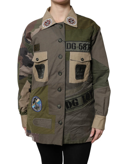 Dolce & Gabbana Women's Down Cotton Polyester Jacket - Dark Green Military Green
