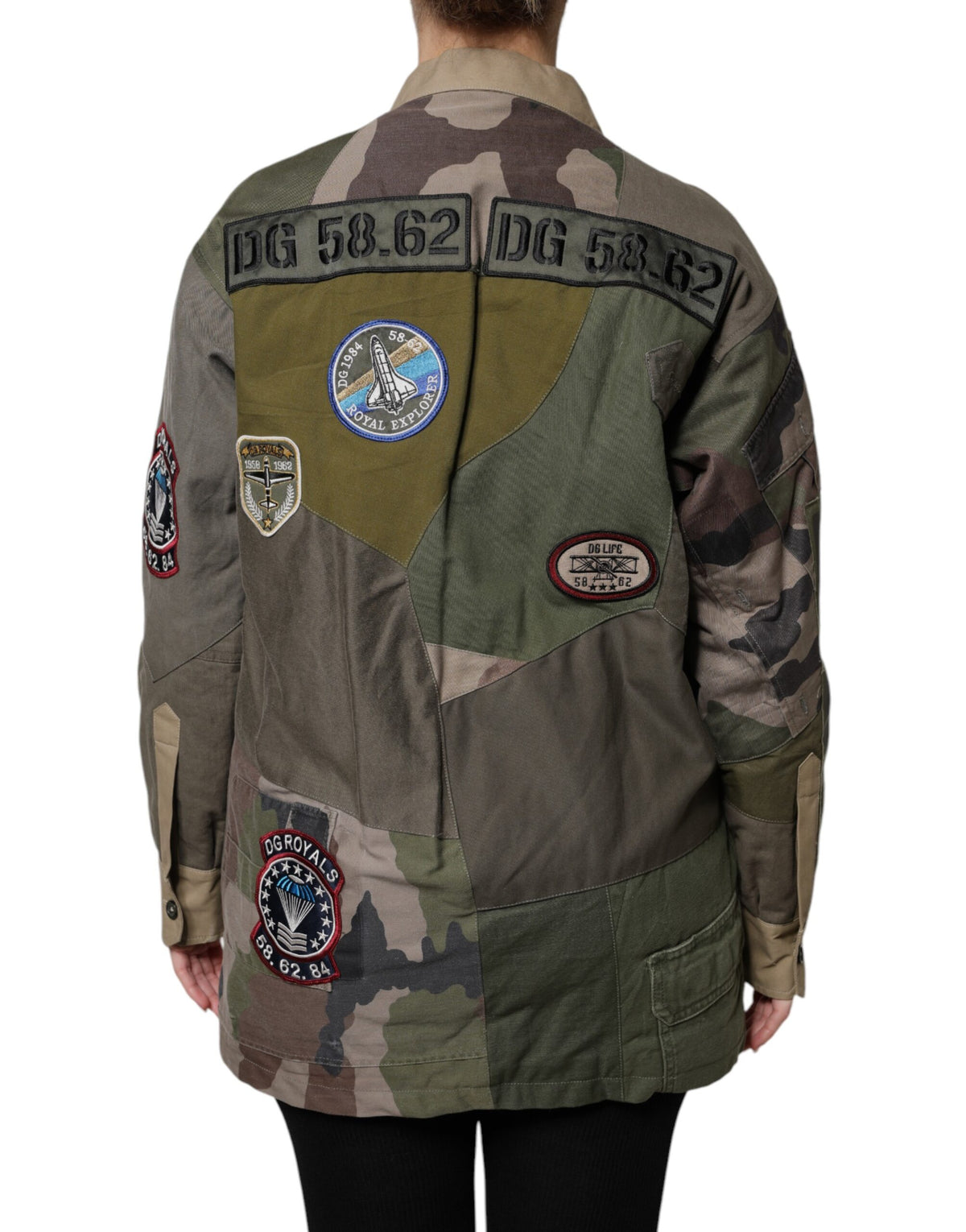 Dolce & Gabbana Women's Down Cotton Polyester Jacket - Dark Green Military Green