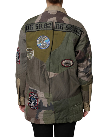 Dolce & Gabbana Women's Down Cotton Polyester Jacket - Dark Green Military Green