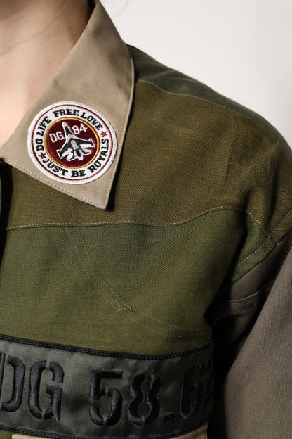 Dolce & Gabbana Women's Down Cotton Polyester Jacket - Dark Green Military Green