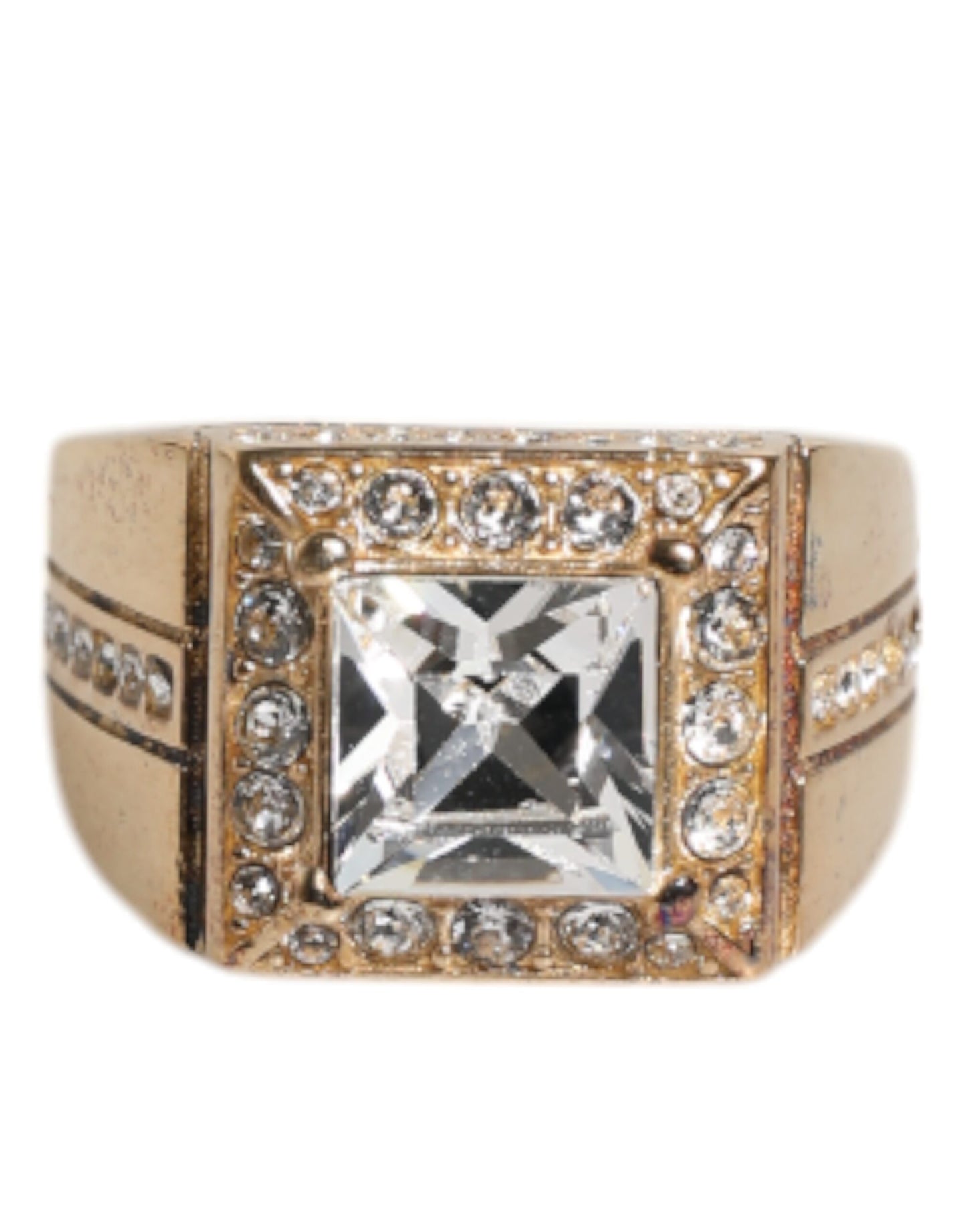 Dolce & Gabbana Gold Tone Sterling Silver 925 Crystals Ring
