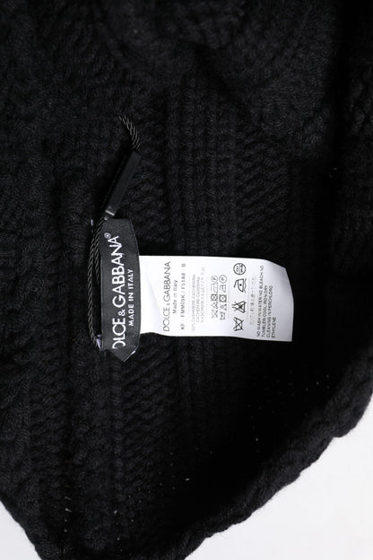 Dolce & Gabbana Black Cashmere Knitted Neck Warmer Foulard Scarf