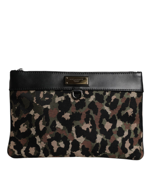 Pouch Backpack by Dolce & Gabbana for men in acrylic leather & cotton gold, multicolor, silver, leopard-print, camouflage, jacquard & print features an stately silhouette from the Acrylic Leather Cotton Pouch Backpack range, with a secure zipper, ample , and versatile .