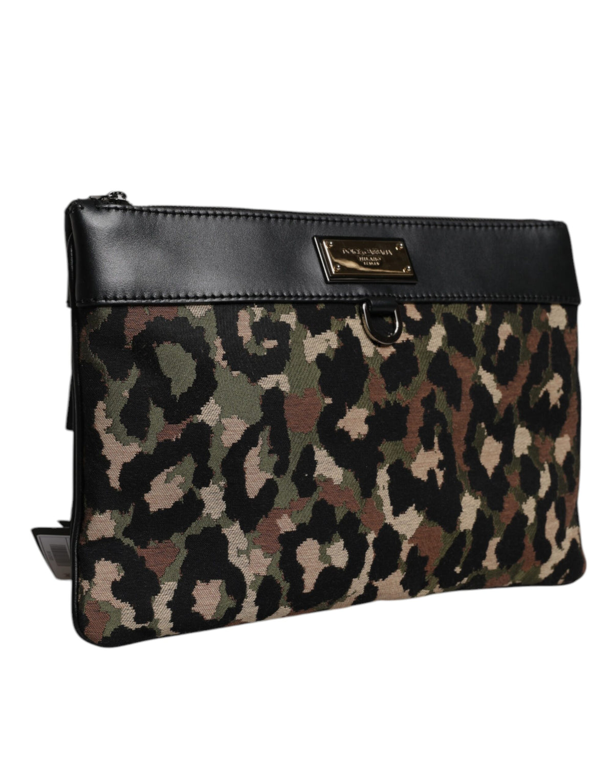 Dolce & Gabbana Acrylic Leather Cotton Pouch Backpack - Gold Multicolor Silver Leopard Print Camouflage Jacquard Print