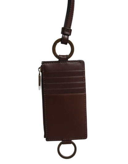 Dolce & Gabbana Calfskin Leather Cardholder Wallet - Brown