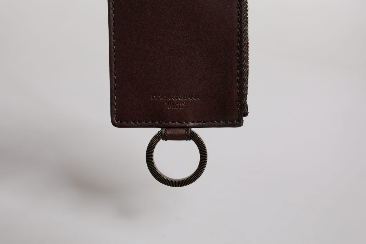 Dolce & Gabbana Calfskin Leather Cardholder Wallet - Brown