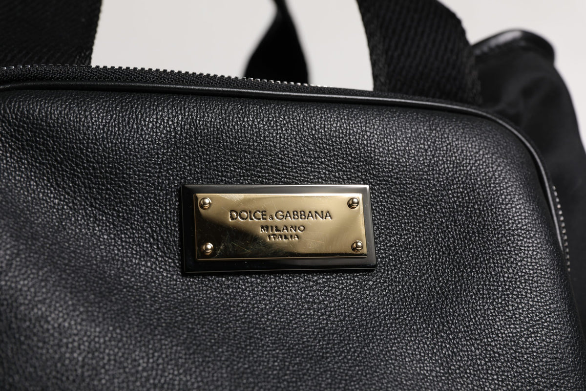 Dolce & Gabbana Leather Nylon Pet Carry Backpack - Black Silver