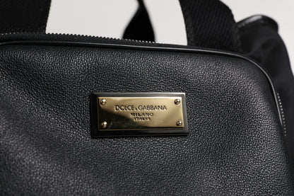 Dolce & Gabbana Leather Nylon Pet Carry Backpack - Black Silver