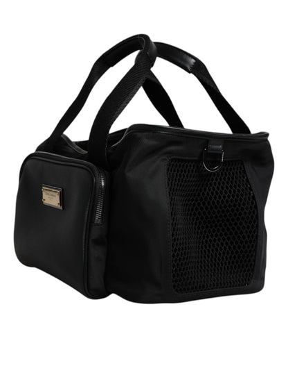 Dolce & Gabbana Leather Nylon Pet Carry Backpack - Black Silver