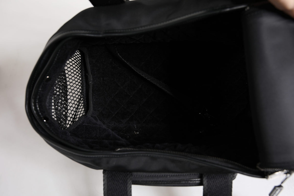 Dolce & Gabbana Leather Nylon Pet Carry Backpack - Black Silver