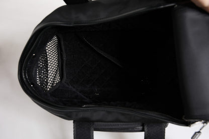 Dolce & Gabbana Leather Nylon Pet Carry Backpack - Black Silver