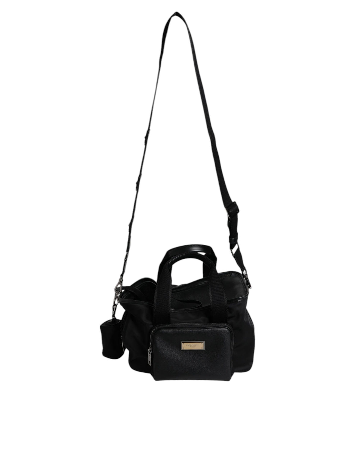 Dolce & Gabbana Leather Nylon Pet Carry Backpack - Black Silver