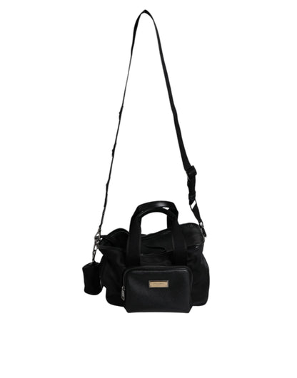 Dolce & Gabbana Leather Nylon Pet Carry Backpack - Black Silver