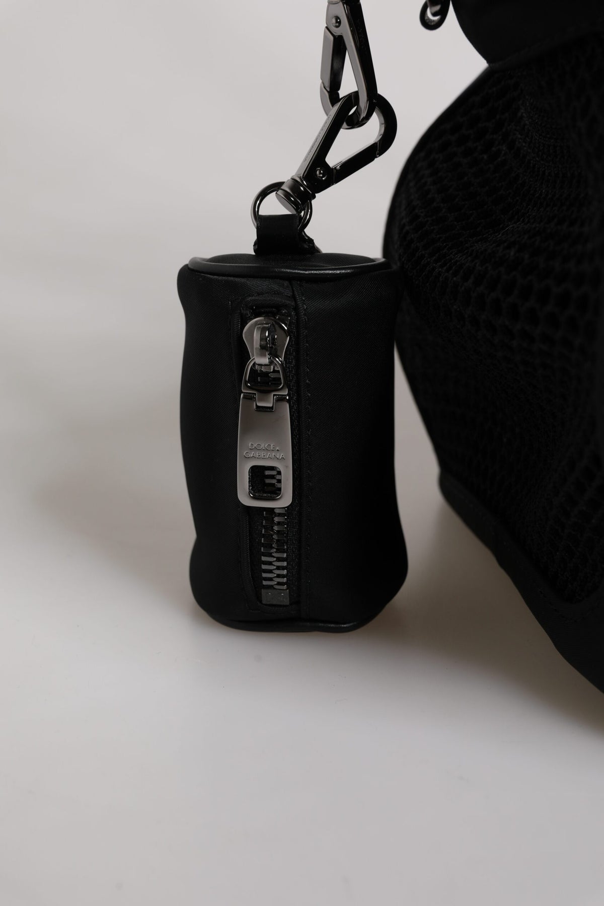 Dolce & Gabbana Leather Nylon Pet Carry Backpack - Black Silver