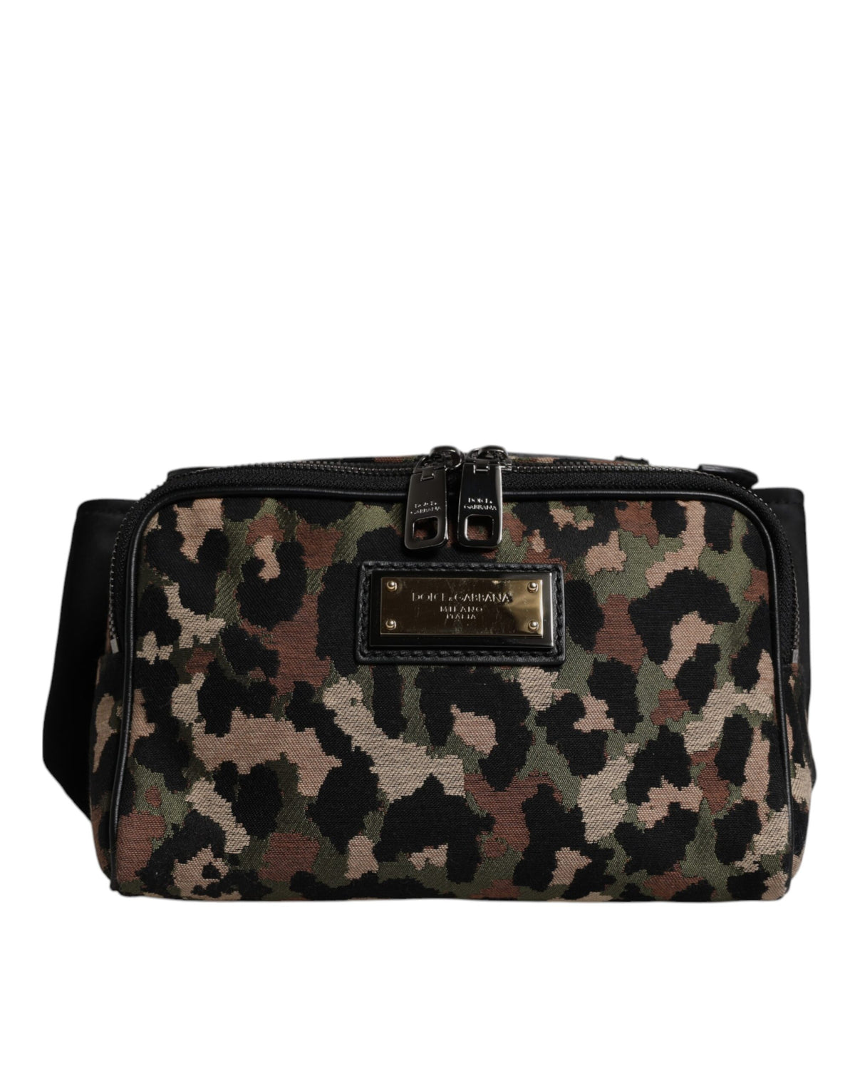 Dolce & Gabbana Leather Poly Cotton Fanny Pack Backpack - Black Gold Multicolor