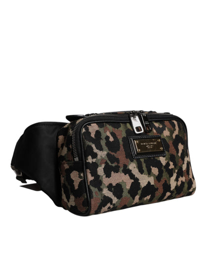 Dolce & Gabbana Leather Poly Cotton Fanny Pack Backpack - Black Gold Multicolor