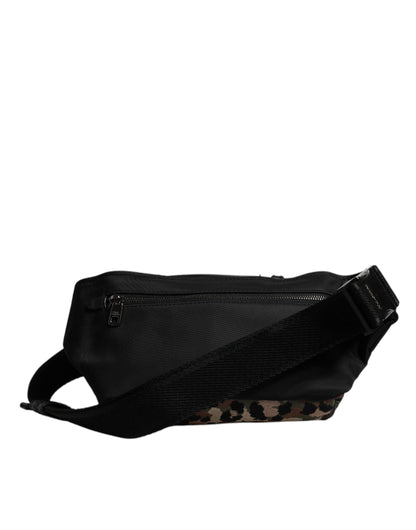 Dolce & Gabbana Leather Poly Cotton Fanny Pack Backpack - Black Gold Multicolor