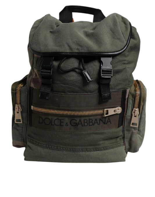 Dolce & Gabbana Military Green Patchwork Travel Backpack Bag