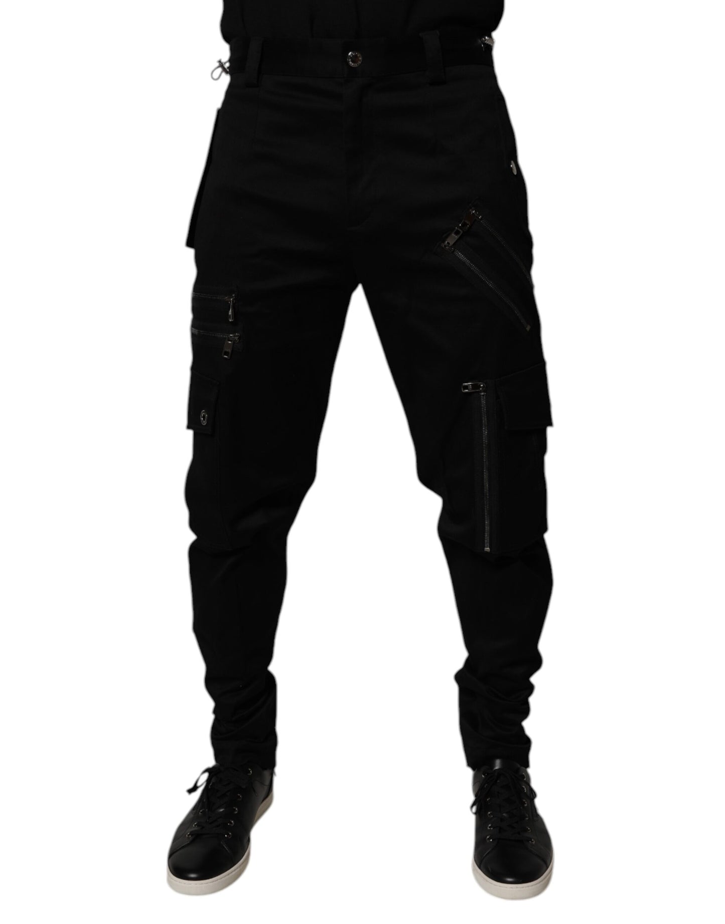 Dolce & Gabbana Black Cotton Cargo Tapered Pants