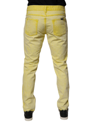 Dolce & Gabbana Yellow Cotton Stretch Skinny Men Denim Jeans