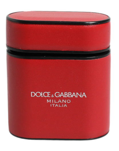 Dolce & Gabbana Calfskin Leather & Silicone Earbuds Carrying Case - Red Print
