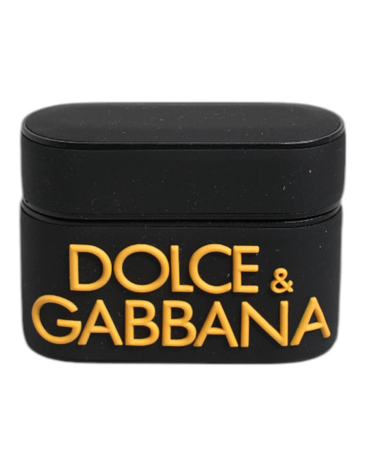 Dolce & Gabbana Polycarbonate PVC Rubber & Silicone Earbuds Carrying Case - Black Yellow