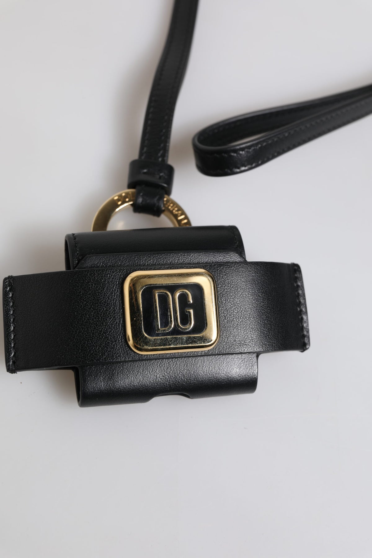Dolce & Gabbana Play Leather & Metal Earbuds Carrying Case - Black Gold