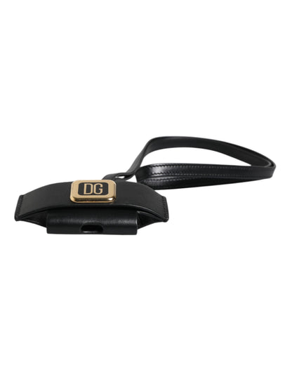 Dolce & Gabbana Play Leather & Metal Earbuds Carrying Case - Black Gold