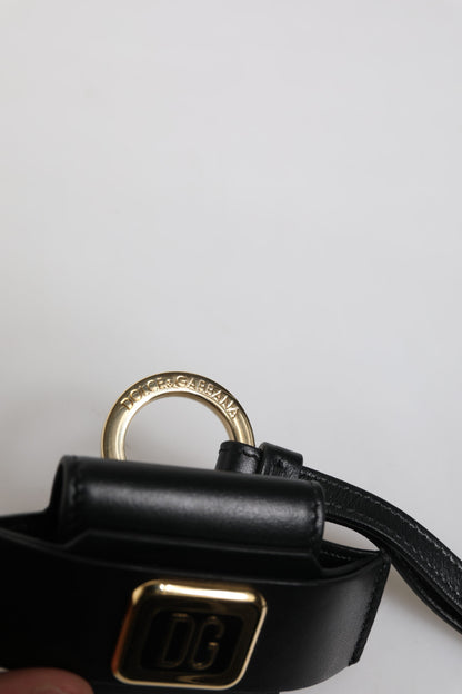 Dolce & Gabbana Play Leather & Metal Earbuds Carrying Case - Black Gold