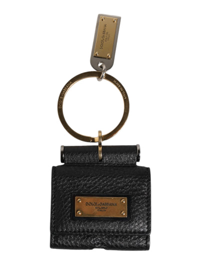 Dolce & Gabbana Leather & Metal Earbuds Carrying Case - Black Gold