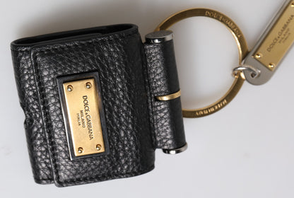 Dolce & Gabbana Leather & Metal Earbuds Carrying Case - Black Gold