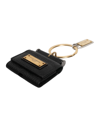 Dolce & Gabbana Leather & Metal Earbuds Carrying Case - Black Gold