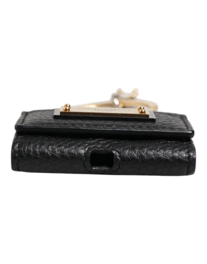 Dolce & Gabbana Leather & Metal Earbuds Carrying Case - Black Gold
