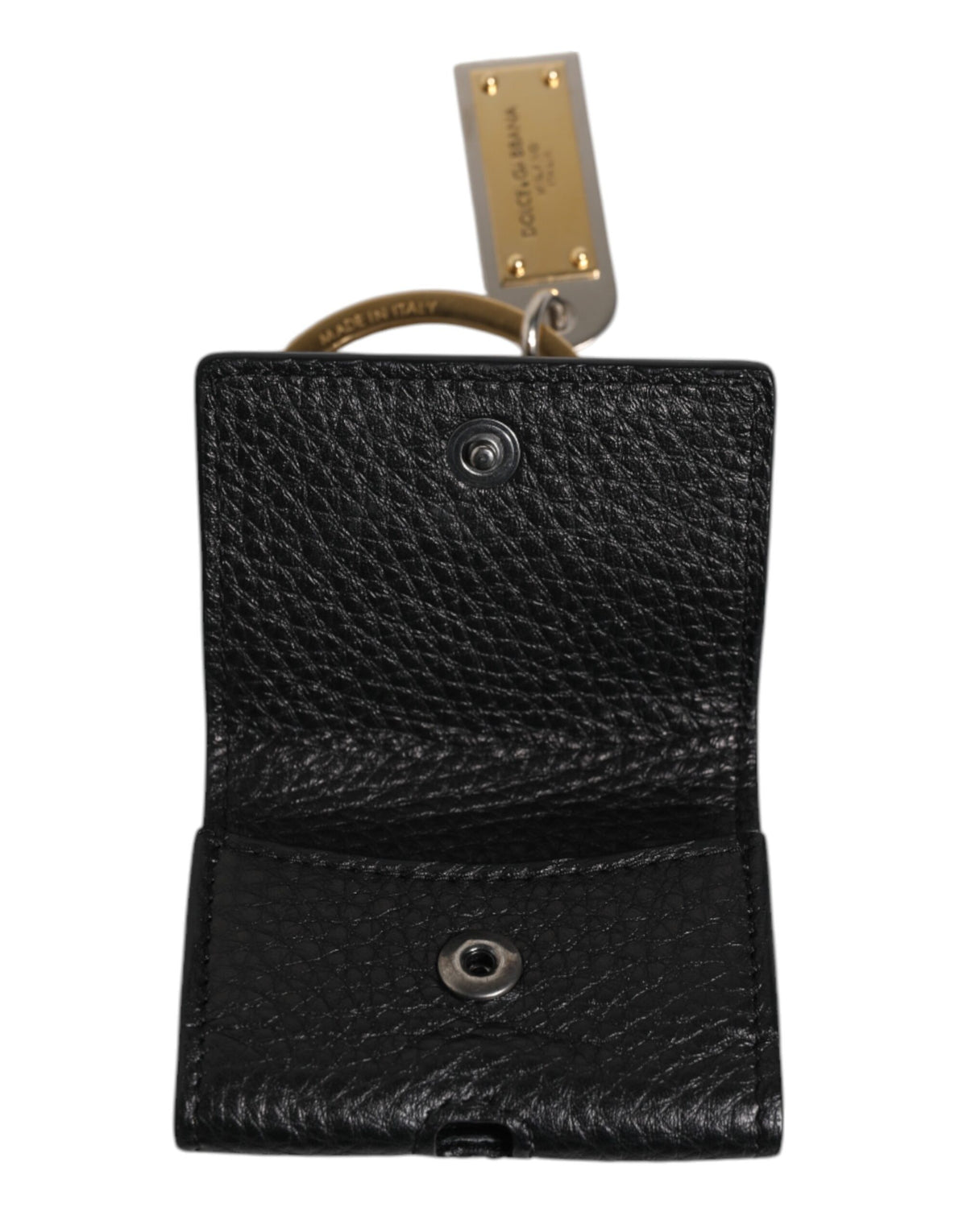 Dolce & Gabbana Leather & Metal Earbuds Carrying Case - Black Gold