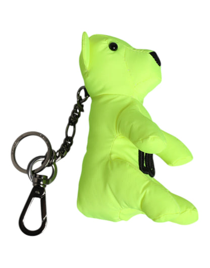 Dolce & Gabbana Green Bear Embroidered Logo Keychain Clasp Keyring