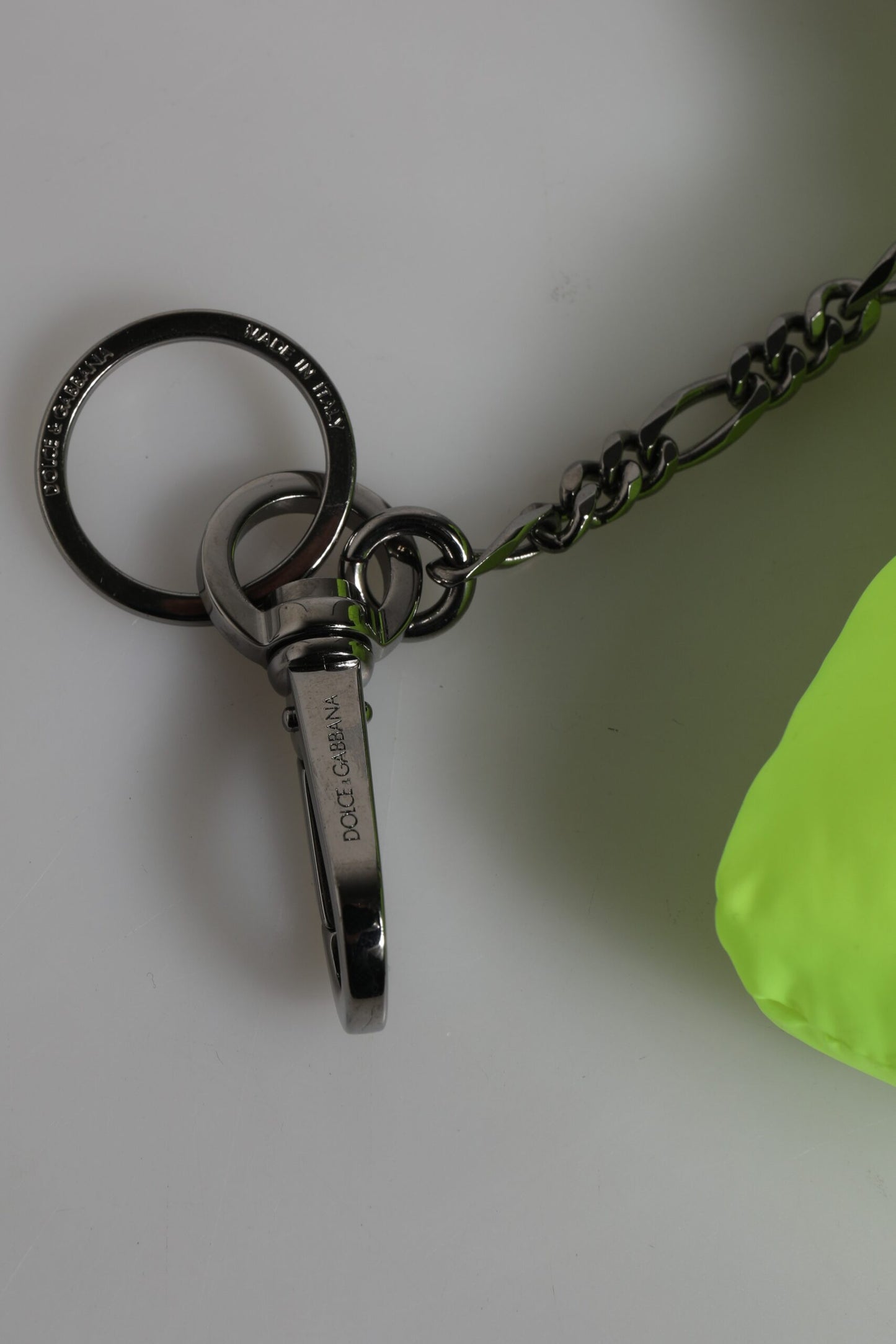 Dolce & Gabbana Green Bear Embroidered Logo Keychain Clasp Keyring